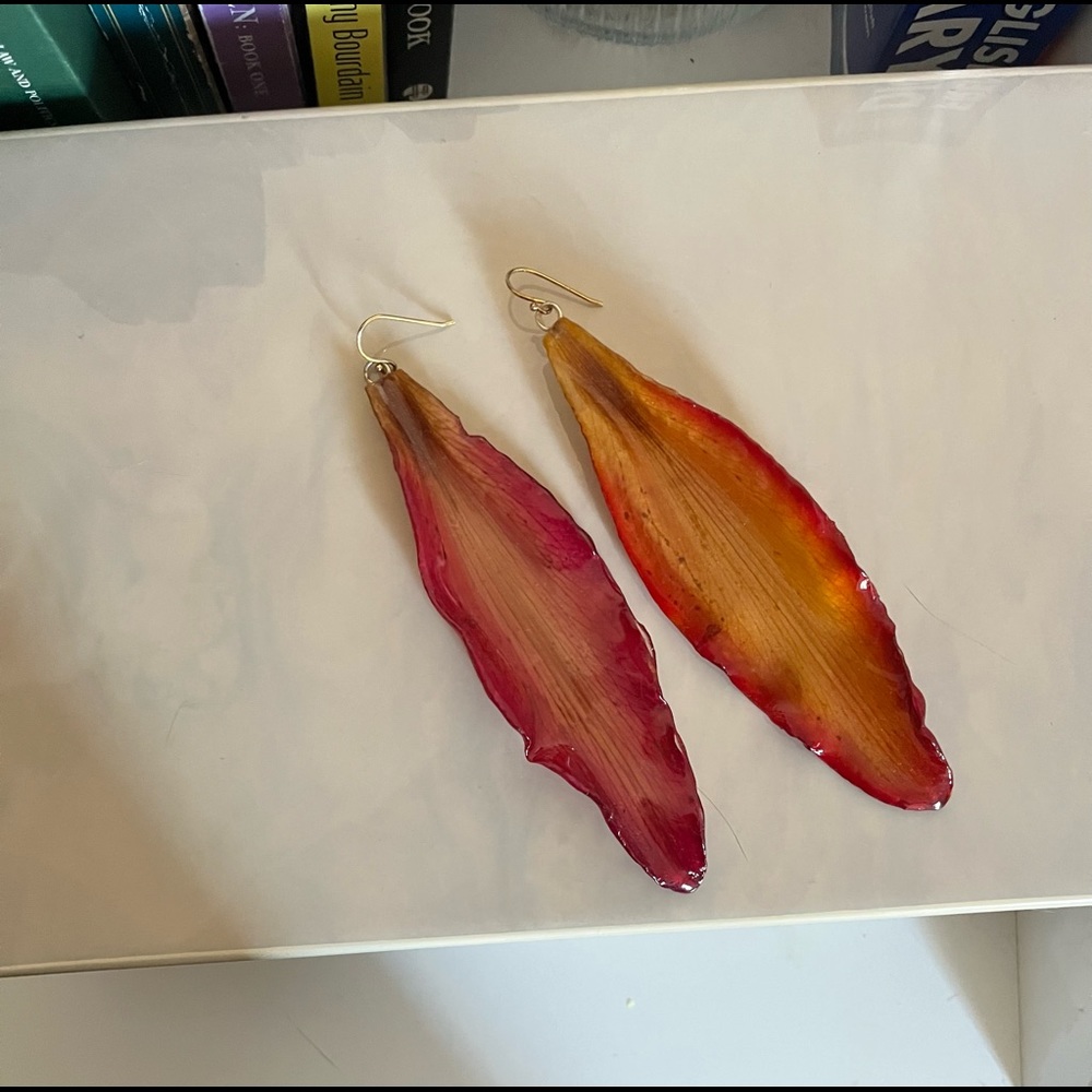 Dauphinette tiger lily earrings flower floral resin